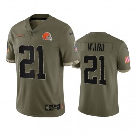Miesten Cleveland Browns NFL Pelipaita Denzel Ward 21 Olive 2022 Salute To Service Limited